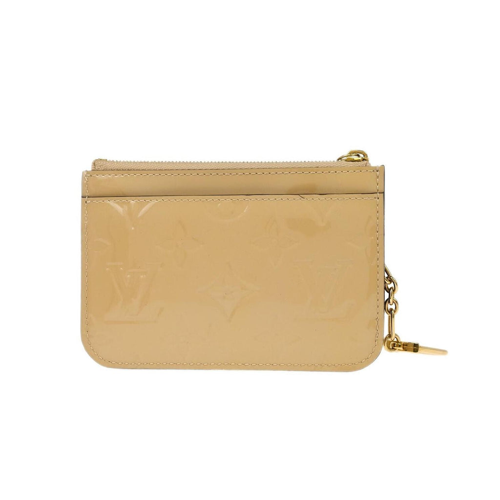 Portefeuille Louis Vuitton Pochette Clés Nm Cuir Verni - Beige