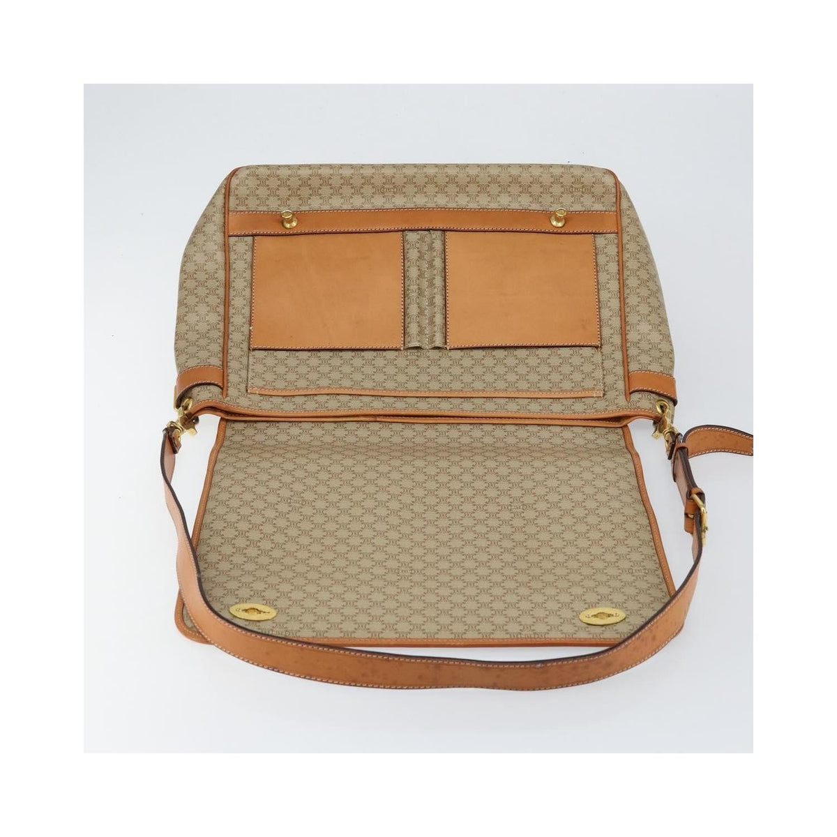 Sac Celine Macadam Shoulder Bag Toile - Beige