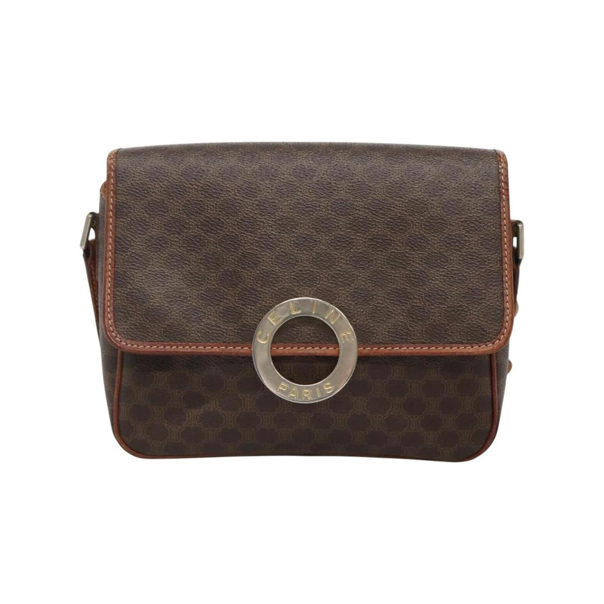 Celine - Vintage Macadam Circle Logo shoulder bag in canvas - Brown
