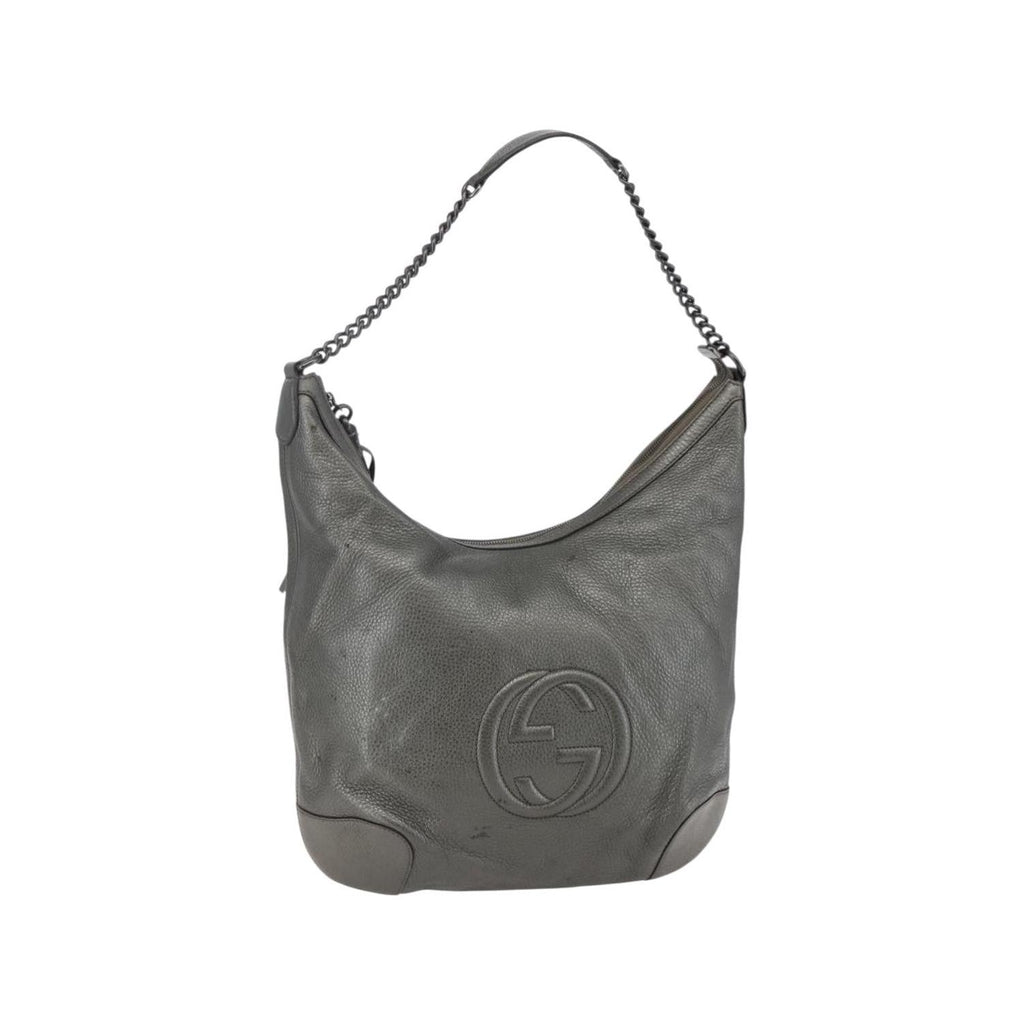 Sac Porté Épaule Gucci Soho Chain Hobo Medium Cuir - Argent