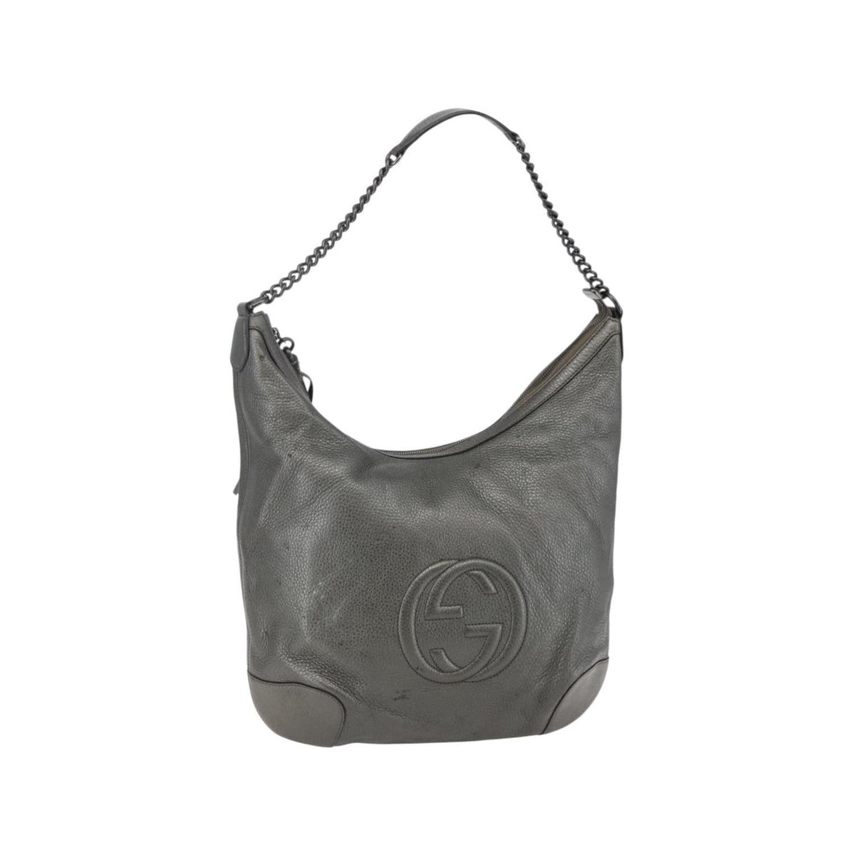 Sac Porté Épaule Gucci Soho Chain Hobo Medium Cuir - Argent