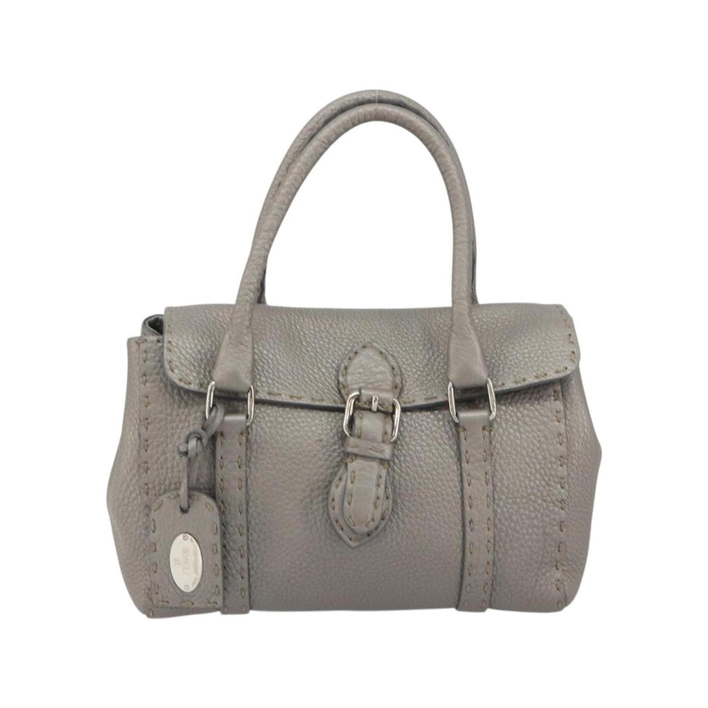 Sac À Main Fendi Selleria Linda Satchel Mini Cuir - Gris