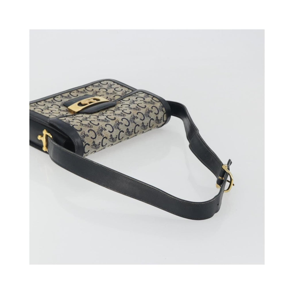 Sac Porté Épaule Celine Vintage Horse Carriage C Macadam Toile - Bleu Marine