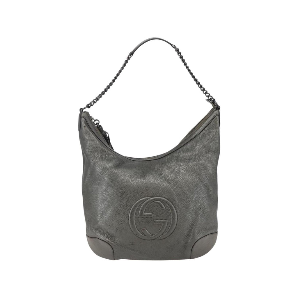 Sac Porté Épaule Gucci Soho Chain Hobo Medium Cuir - Argent