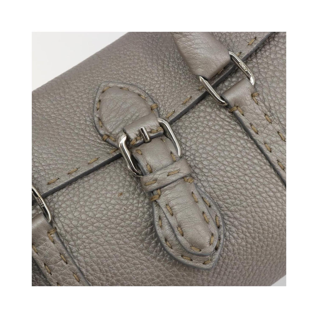 Sac À Main Fendi Selleria Linda Satchel Mini Cuir - Gris