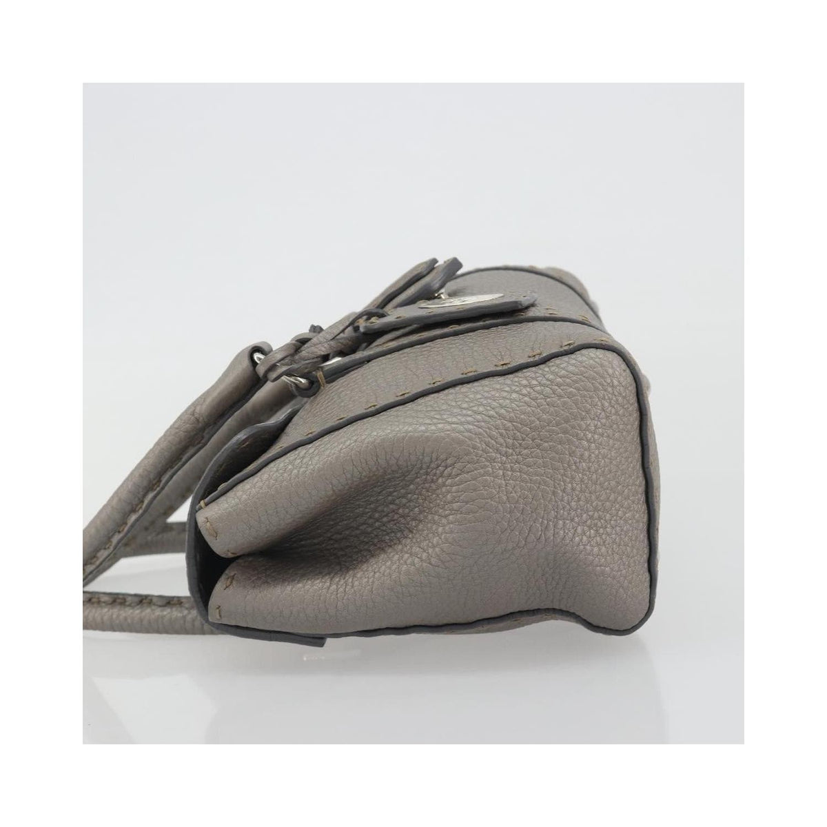Sac À Main Fendi Selleria Linda Satchel Mini Cuir - Gris