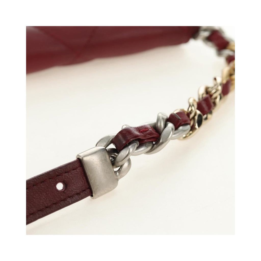 Sac Porté Épaule Chanel 19 Wallet On Chain Cuir - Bordeaux