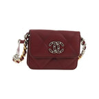 Sac Porté Épaule Chanel 19 Wallet On Chain Cuir - Bordeaux