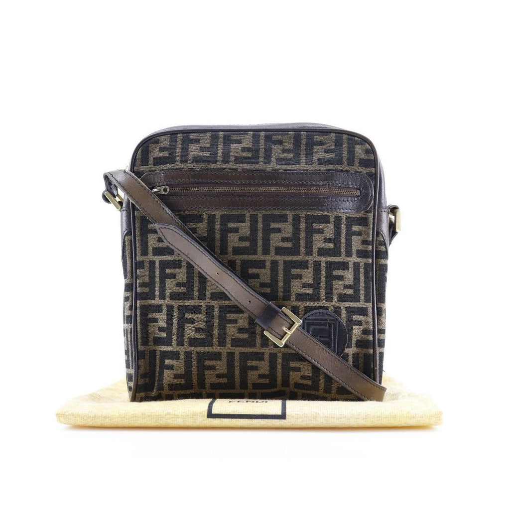 Sac Porté Épaule Fendi Logo Zucca Shoulder Bag Toile - Marron