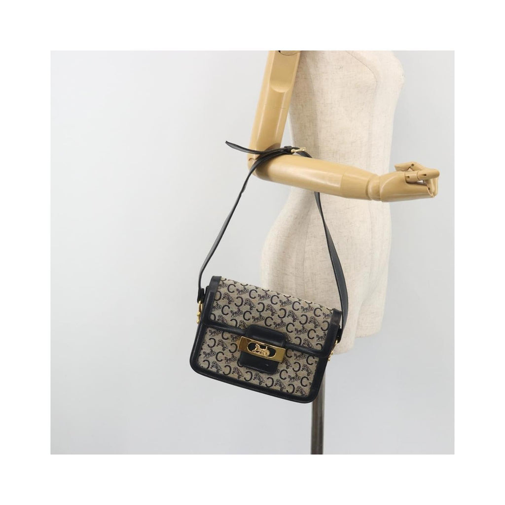 Sac Porté Épaule Celine Vintage Horse Carriage C Macadam Toile - Bleu Marine