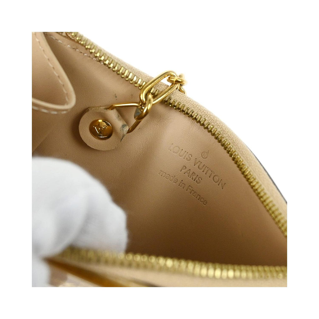 Portefeuille Louis Vuitton Pochette Clés Nm Cuir Verni - Beige
