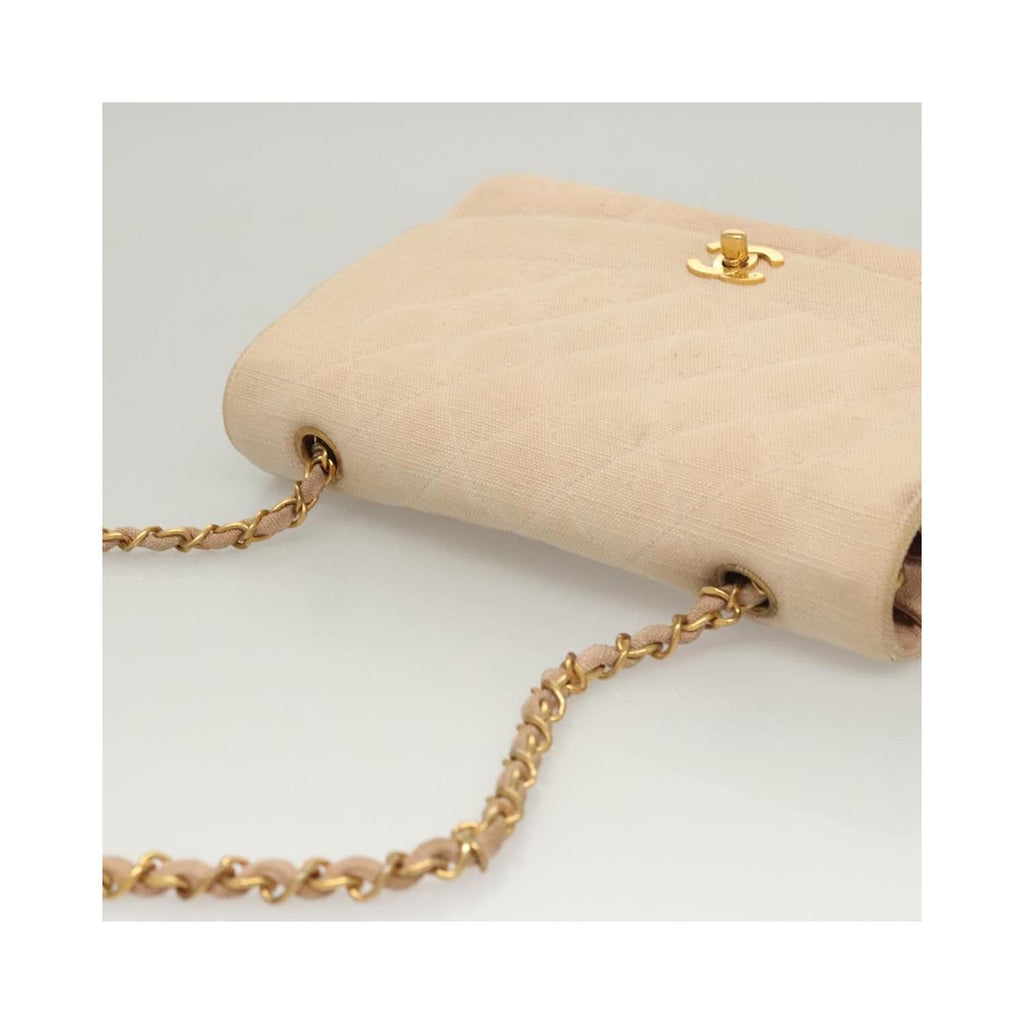 Sac Porté Épaule Chanel Vintage Diana Flap Small Toile - Rose