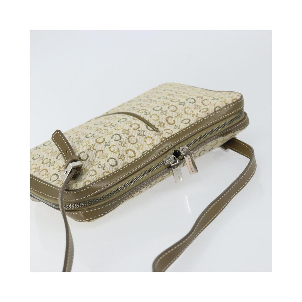 Sac Porté Épaule Celine C Macadam Shoulder Bag Toile - Kaki