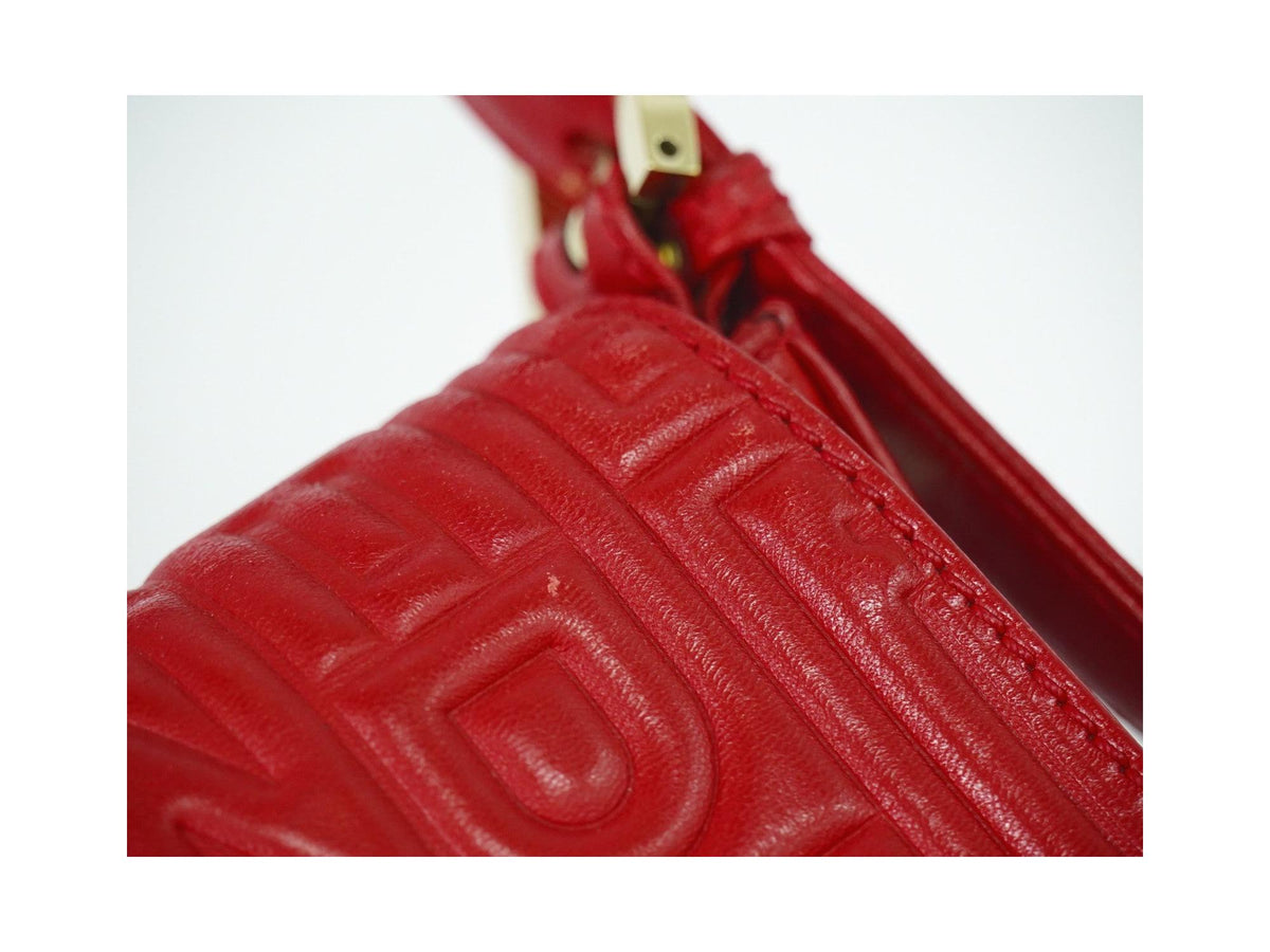 Sac À Main Fendi Mamma Baguette Cuir - Rouge