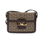 Sac Porté Épaule Celine Vintage Horse Carriage C Macadam Shoulder Bag Toile - Beige