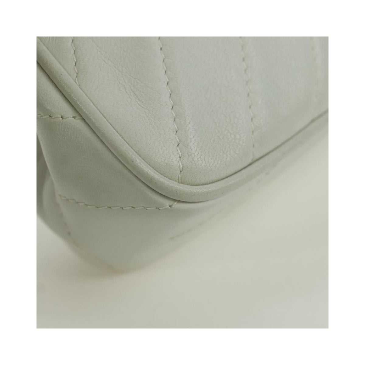 Sac Porté Épaule Chanel Vintage Gripoix Flap Cuir - Blanc