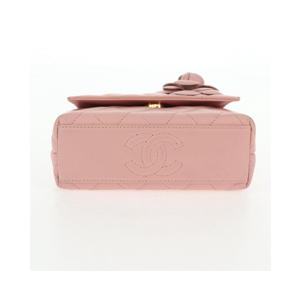 Sac Chanel Vintage Camellia Flap Bag Micro Cuir - Rose