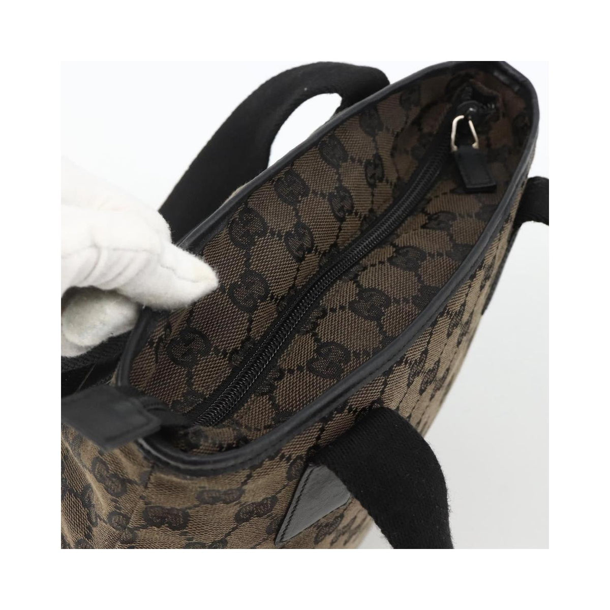 Cabas Gucci Vintage Front Pocket Tote Toile - Noir