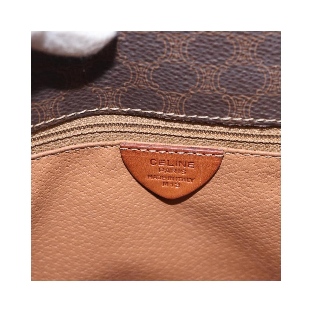 Borsa a spalla Celine Vintage Macadam Circle Logo in tela - Marrone