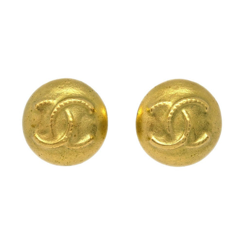 Chanel Vintage CC Round Clip-On Earrings Metal Small
