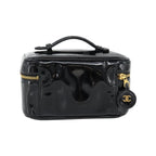 Sac À Main Chanel Vintage Timeless Cosmetic Case Small Cuir Verni - Noir