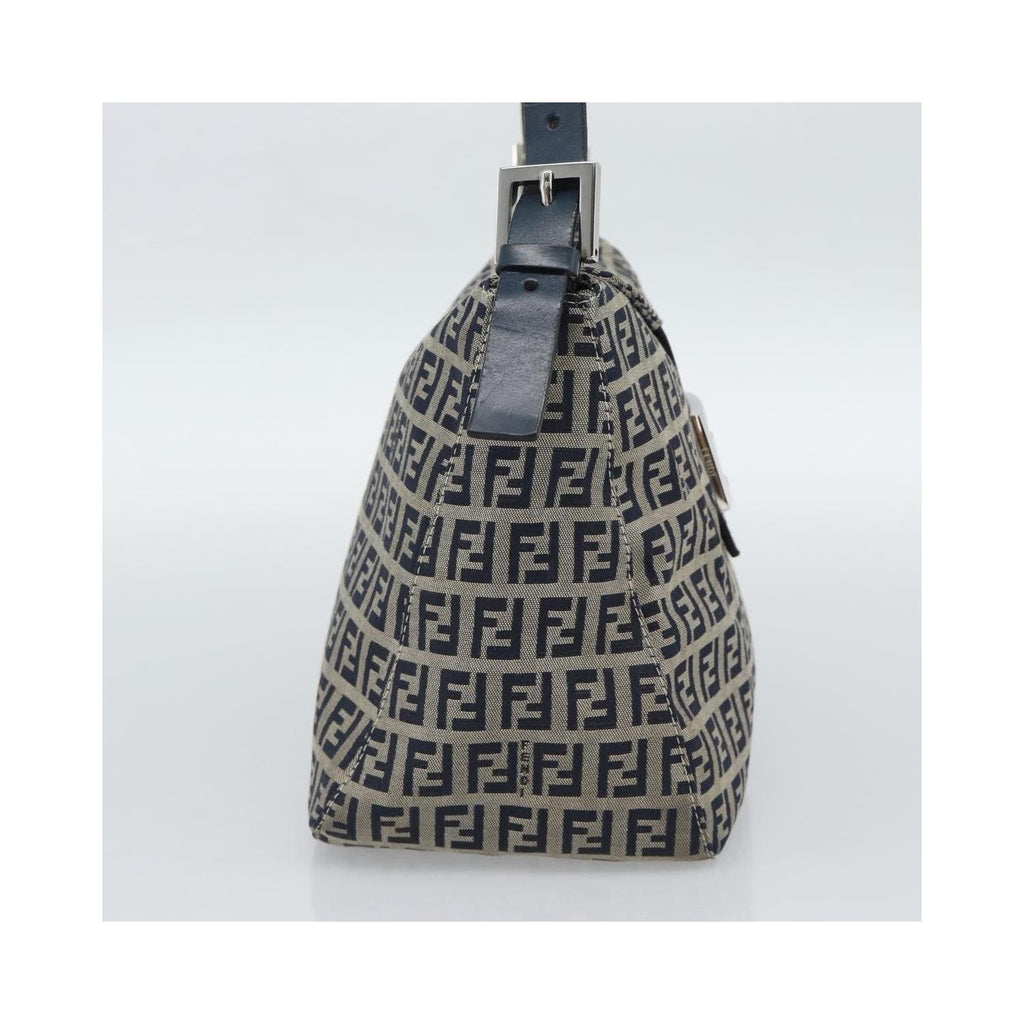 Sac Porté Épaule Fendi Zucchino Canvas Mamma Baguette Medium Toile - Bleu Marine