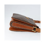 Sac Porté Épaule Celine Macadam Shoulder Bag Toile - Marron