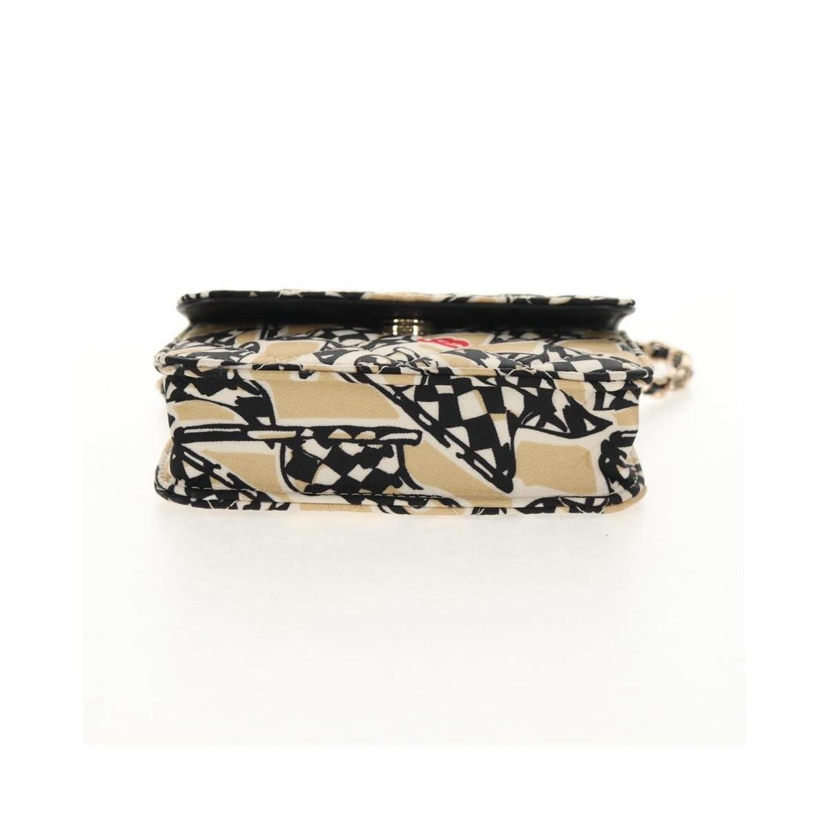 Sac Porté Épaule Chanel Flap Card Holder On Chain Satin - Beige