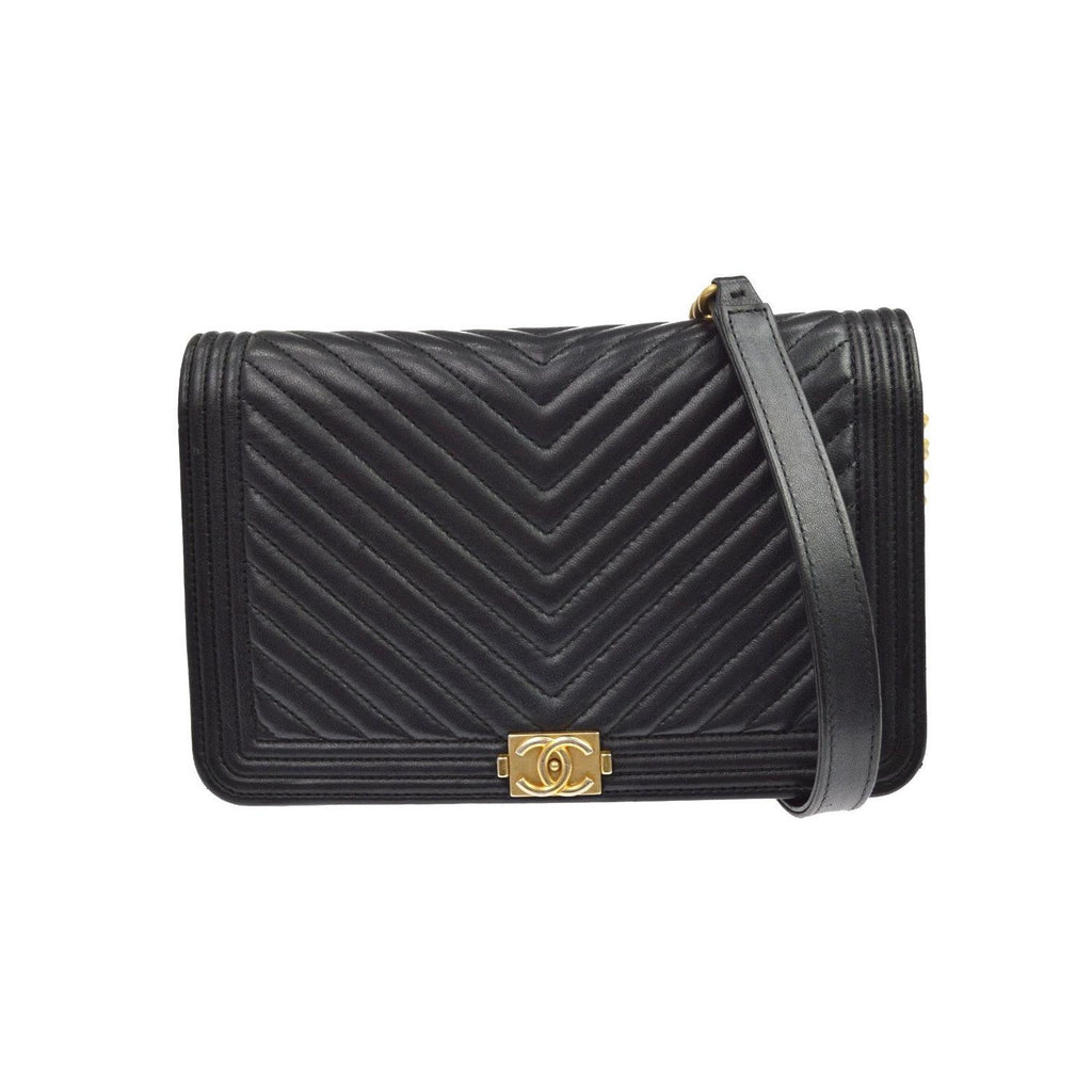 Sac Porté Épaule Chanel Boy Wallet On Chain Cuir - Noir