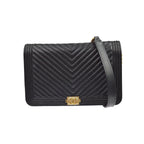 Sac Porté Épaule Chanel Boy Wallet On Chain Cuir - Noir