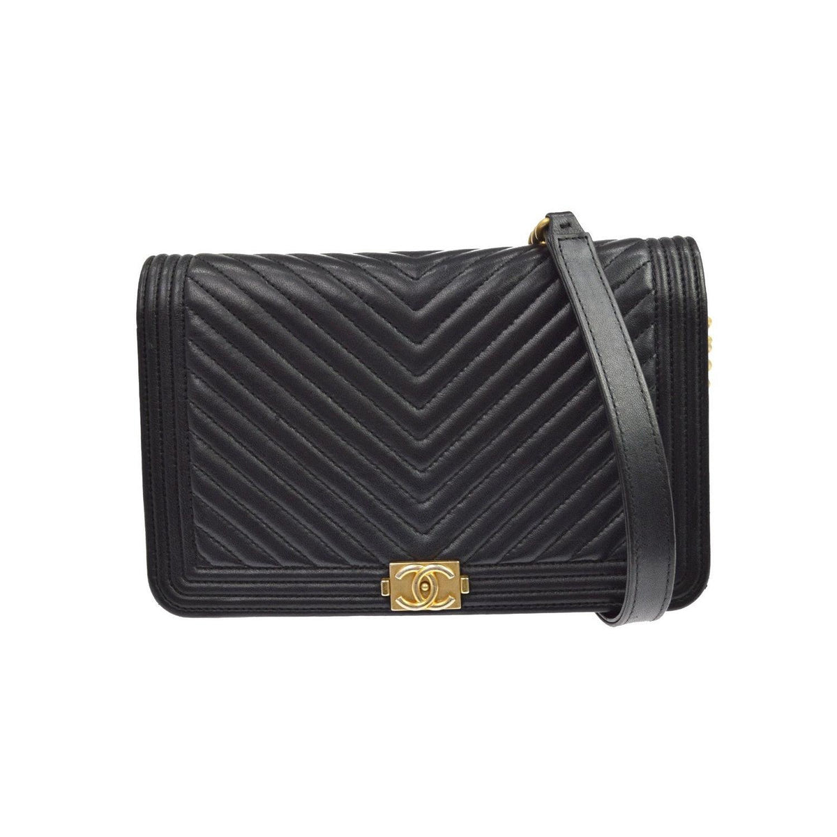 Sac Porté Épaule Chanel Boy Wallet On Chain Cuir - Noir