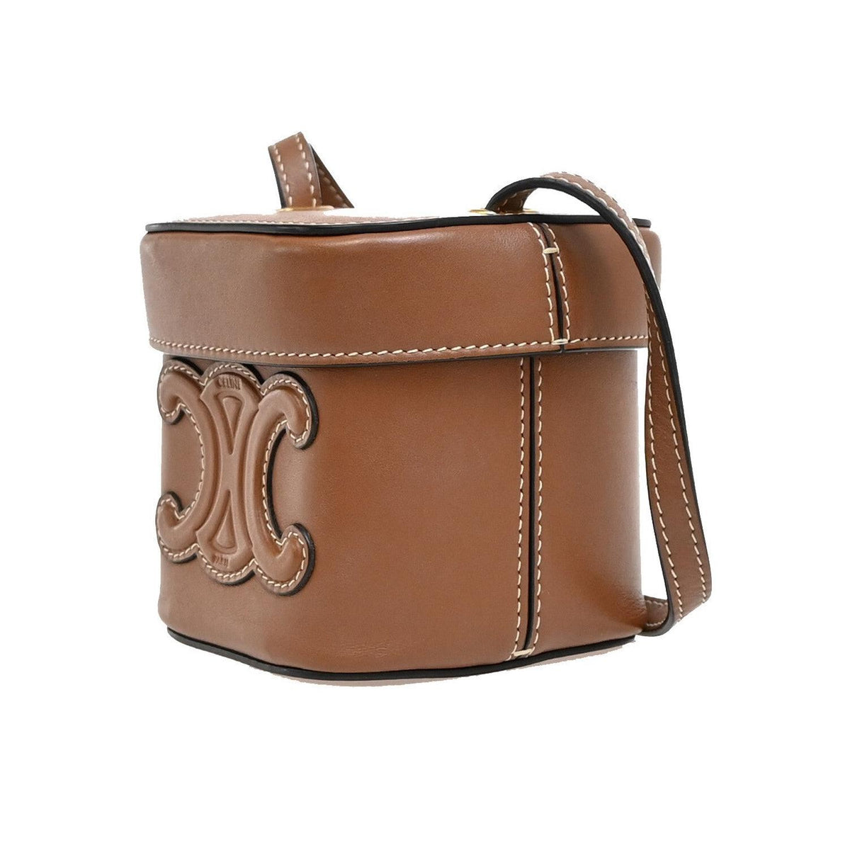 Sac À Main Celine Cuir Triomphe Box Small Cuir - Marron