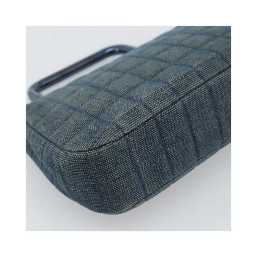Sac À Main Chanel Chocolate Bar Mademoiselle Top Handle Small Toile - Bleu