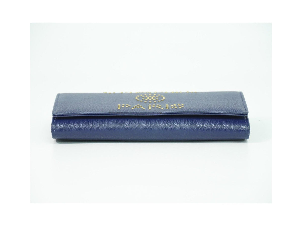 Portefeuille Chanel Deauville Flap Wallet Long Cuir - Bleu Marine