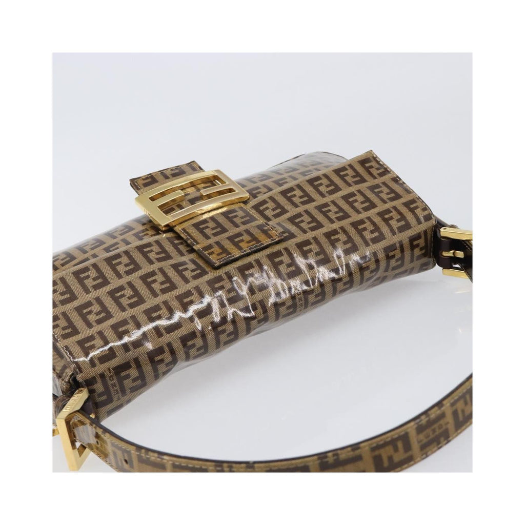 Borsa a spalla Fendi Mamma Baguette media in tela - Beige