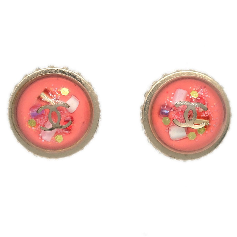 Chanel CC Logo Button Stud Earrings Metal with Crystals Product Image