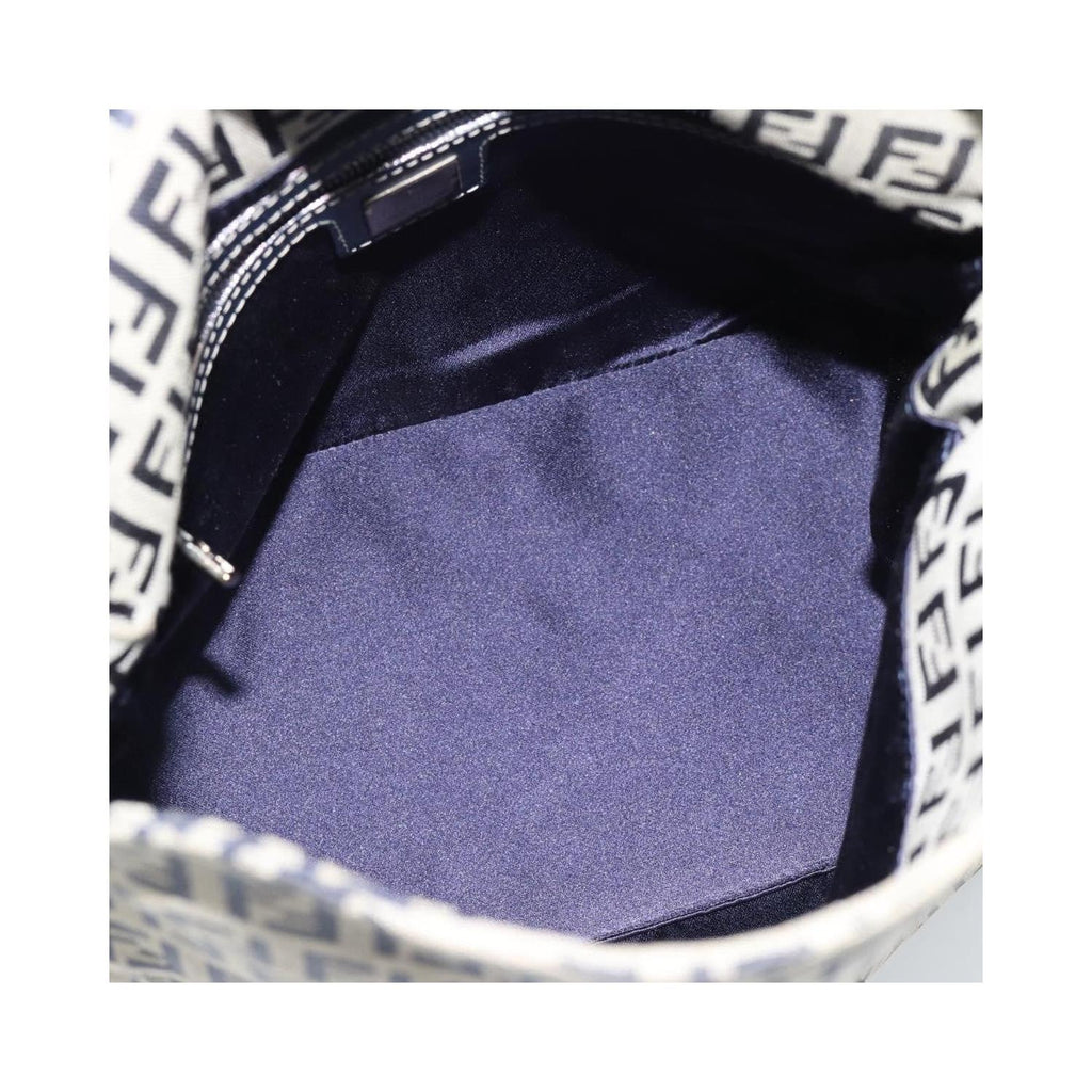 Sac Porté Épaule Fendi Zucchino Canvas Mamma Baguette Medium Toile - Bleu Marine