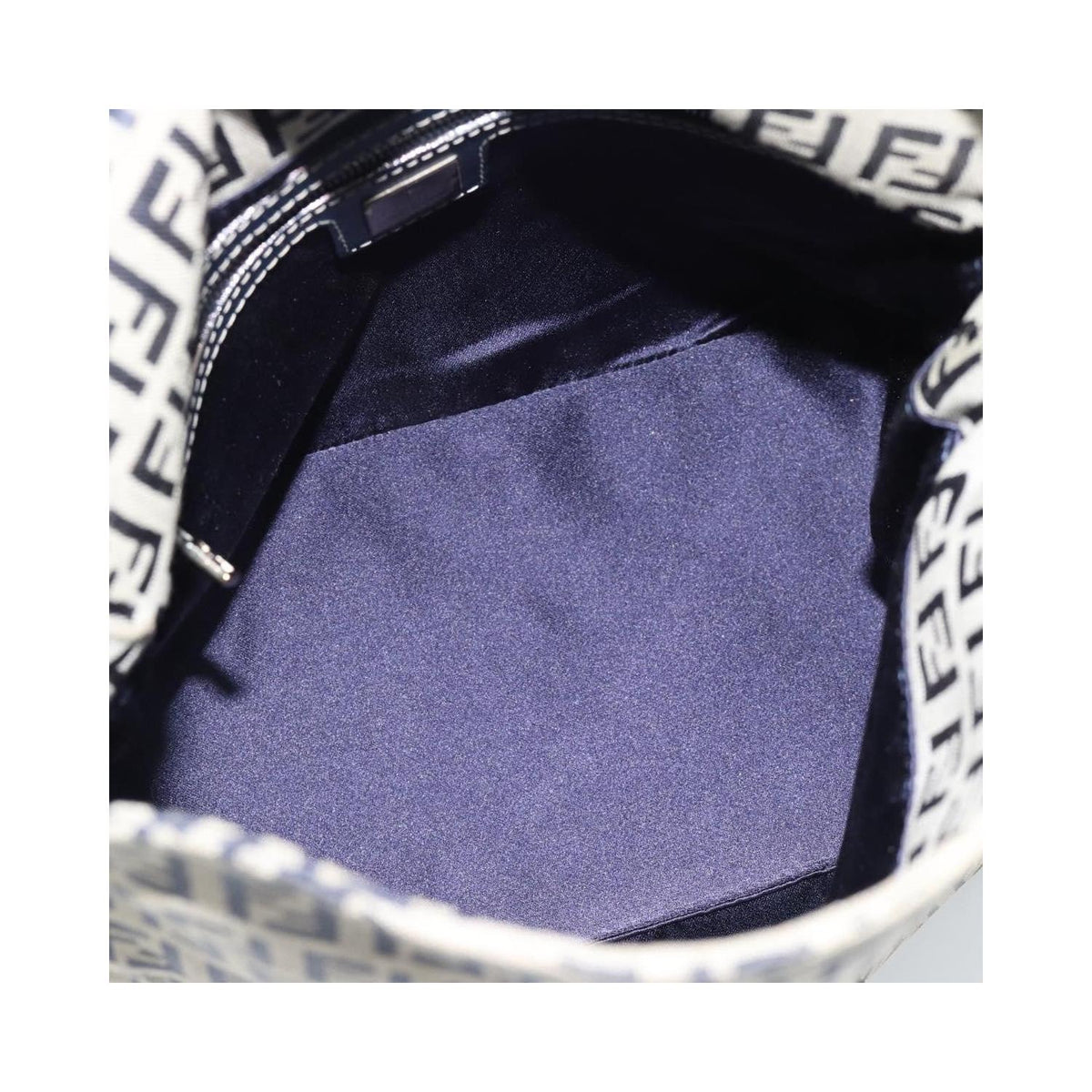 Sac Porté Épaule Fendi Zucchino Canvas Mamma Baguette Medium Toile - Bleu Marine