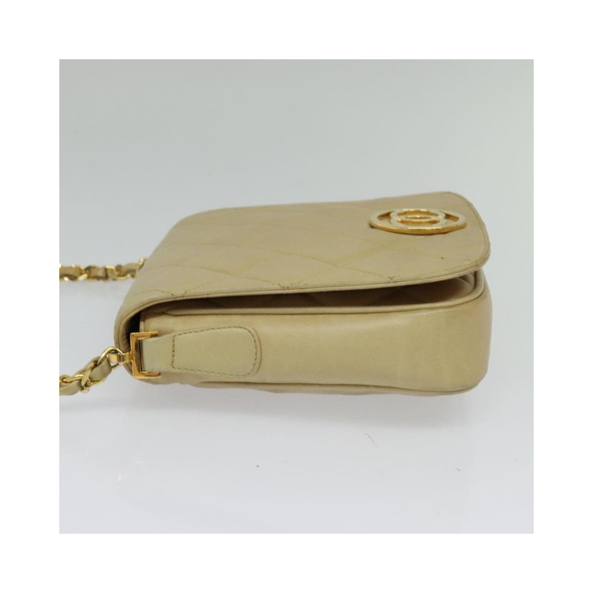 Chanel - Vintage CC Chain mini flap shoulder bag in leather - Beige