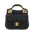 Sac Chanel Lady Handle Flap Card Holder On Chain Cuir - Noir