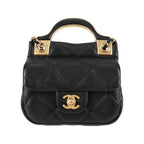 Sac Chanel Lady Handle Flap Card Holder On Chain Cuir - Noir