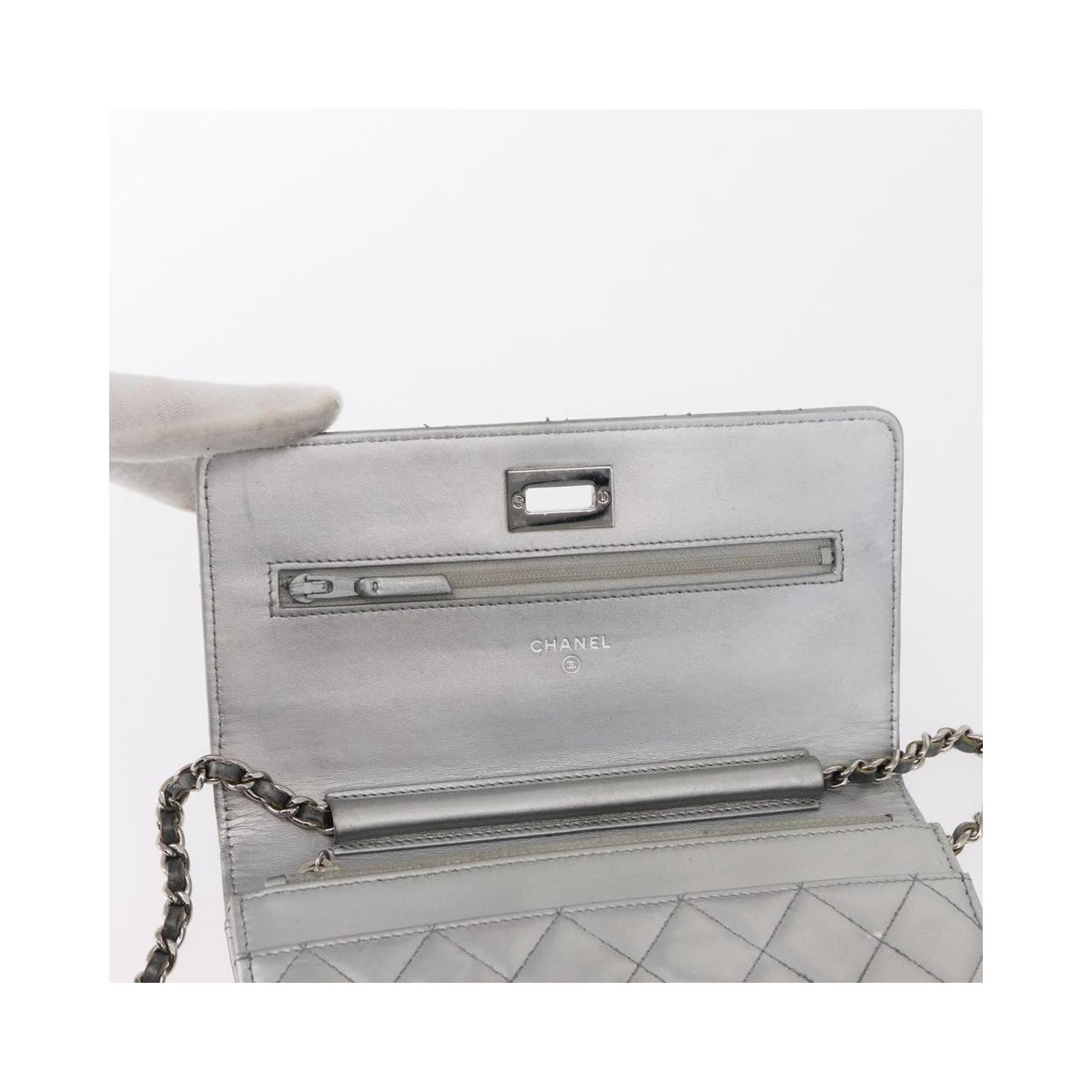 Sac Bandoulière Chanel Reissue 2.55 Wallet On Chain Cuir - Argent