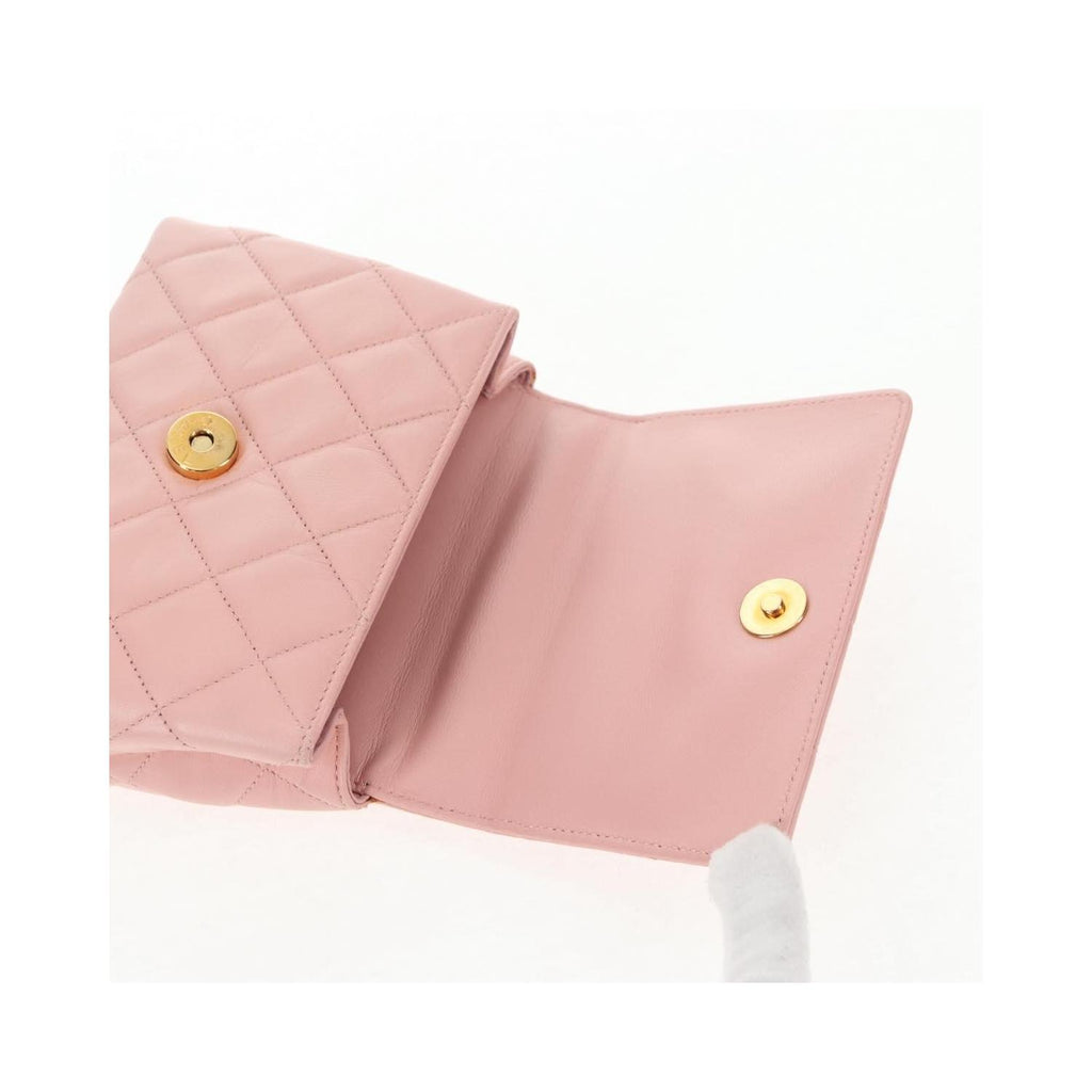 Sac Chanel Vintage Camellia Flap Bag Micro Cuir - Rose