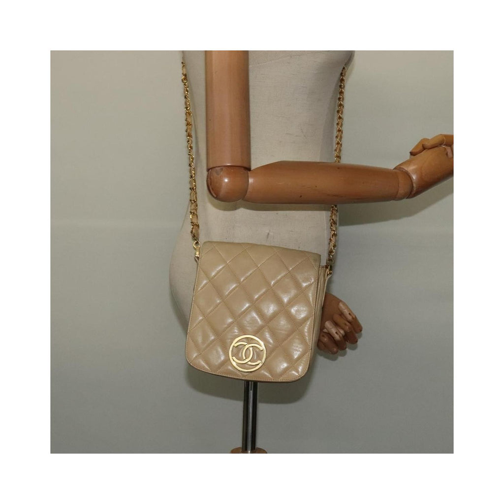 Chanel - Vintage CC Chain mini flap shoulder bag in leather - Beige