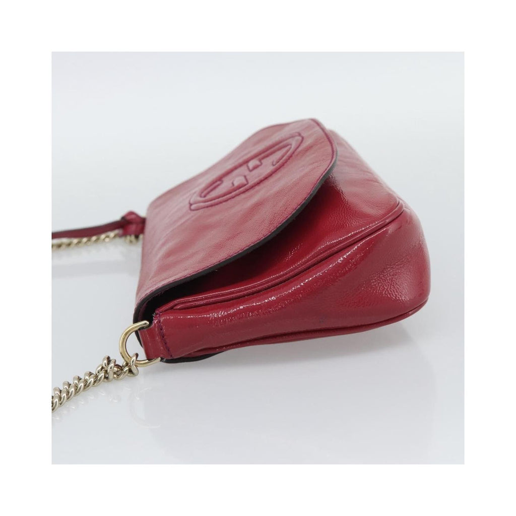 Sac Porté Épaule Gucci Soho Chain Medium Cuir Verni - Rose