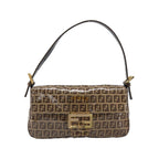 Borsa a spalla Fendi Mamma Baguette media in tela - Beige