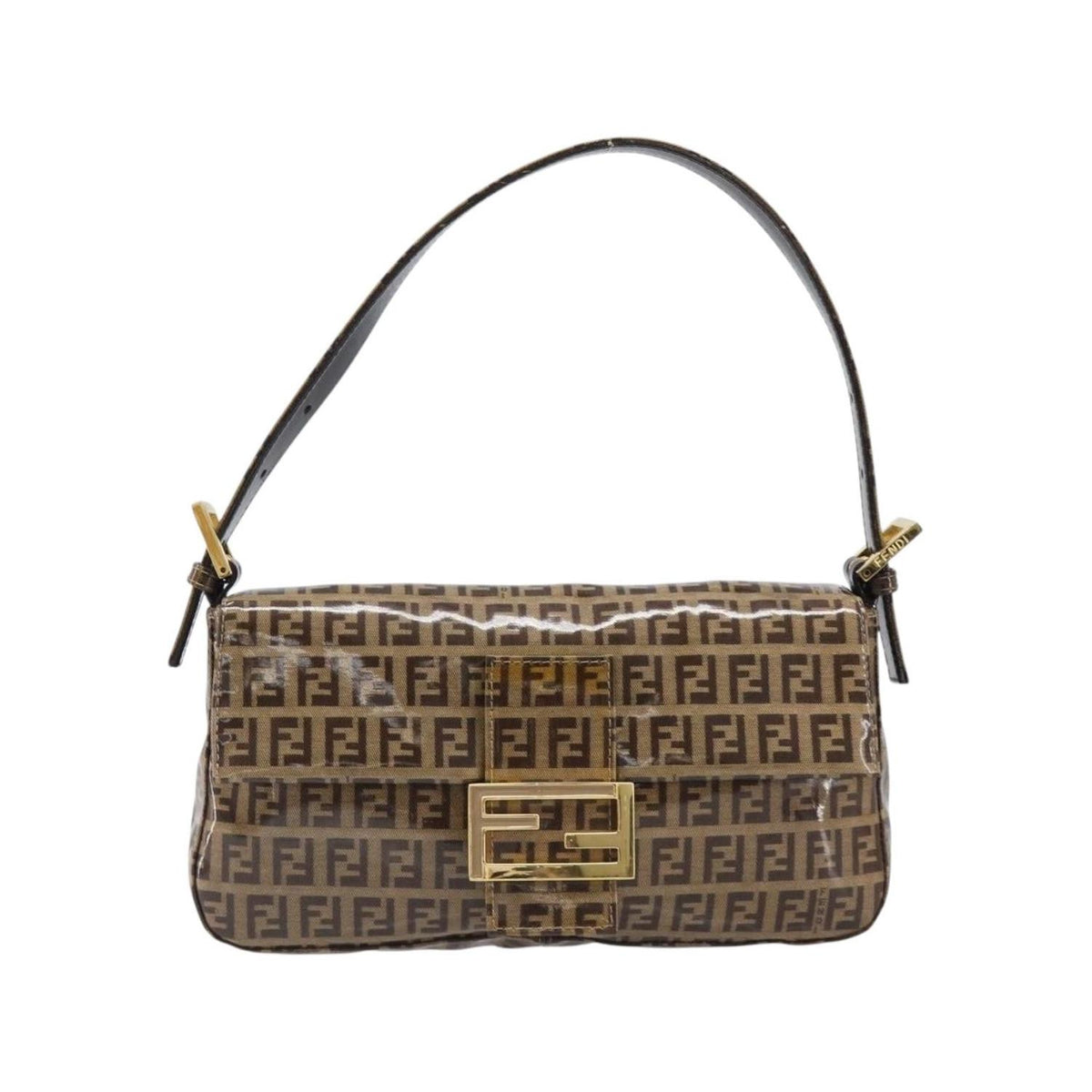 Borsa a spalla Fendi Mamma Baguette media in tela - Beige