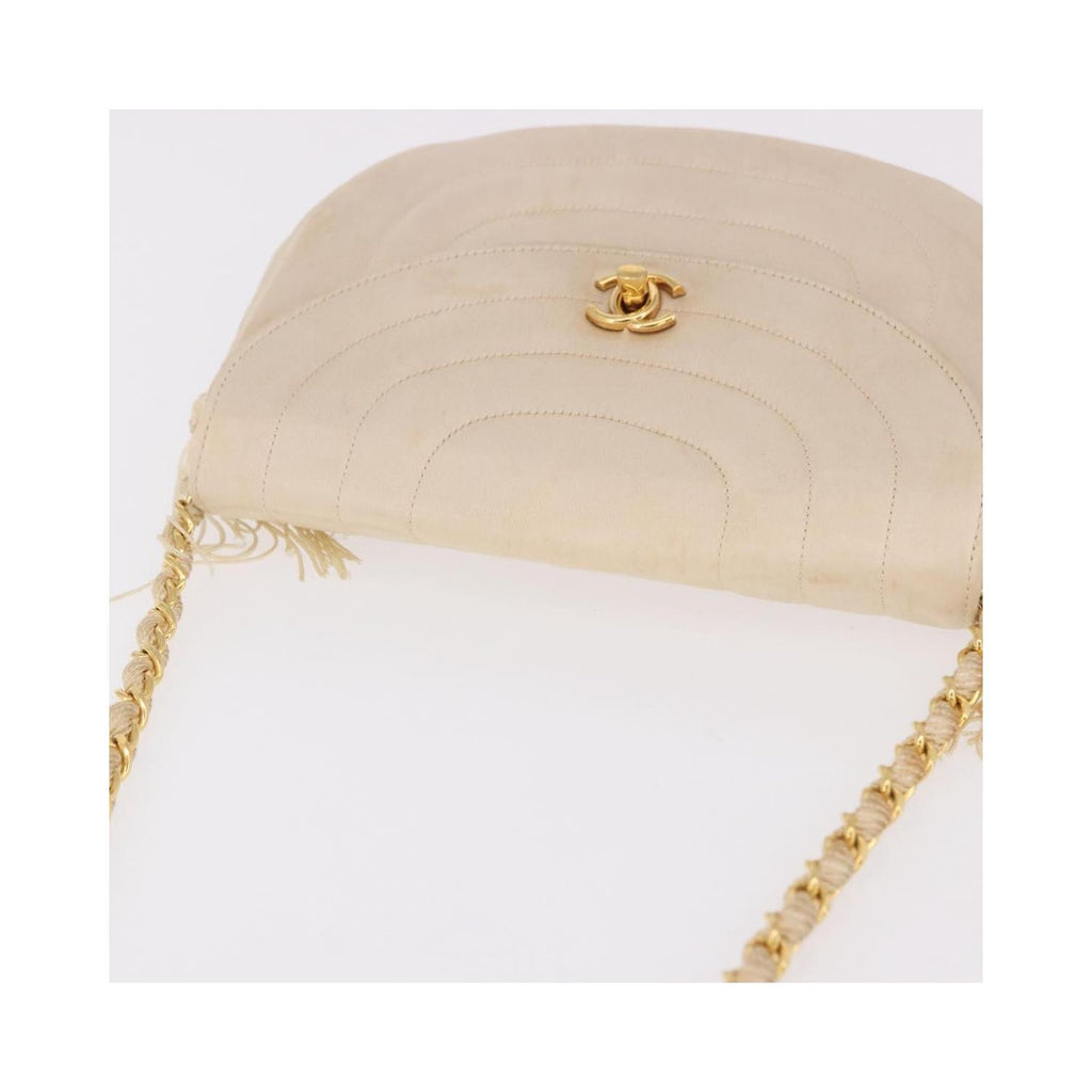 Chanel - Sac Porté Épaule Vintage Round Flap Satin - Beige