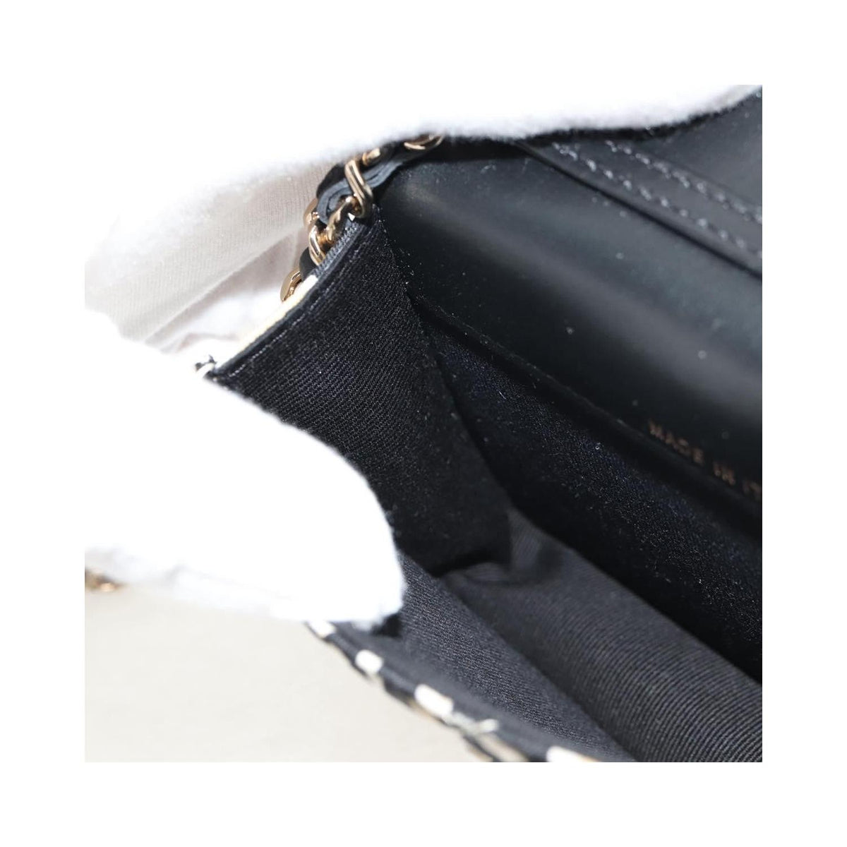 Sac Porté Épaule Chanel Flap Card Holder On Chain Satin - Beige