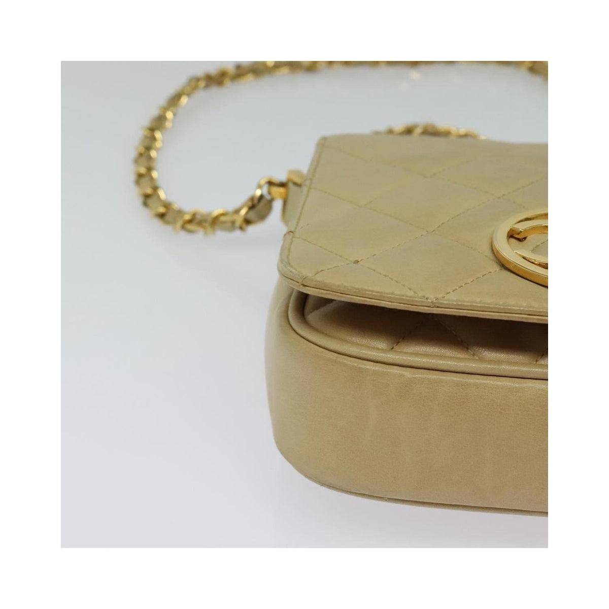 Chanel - Vintage CC Chain mini flap shoulder bag in leather - Beige